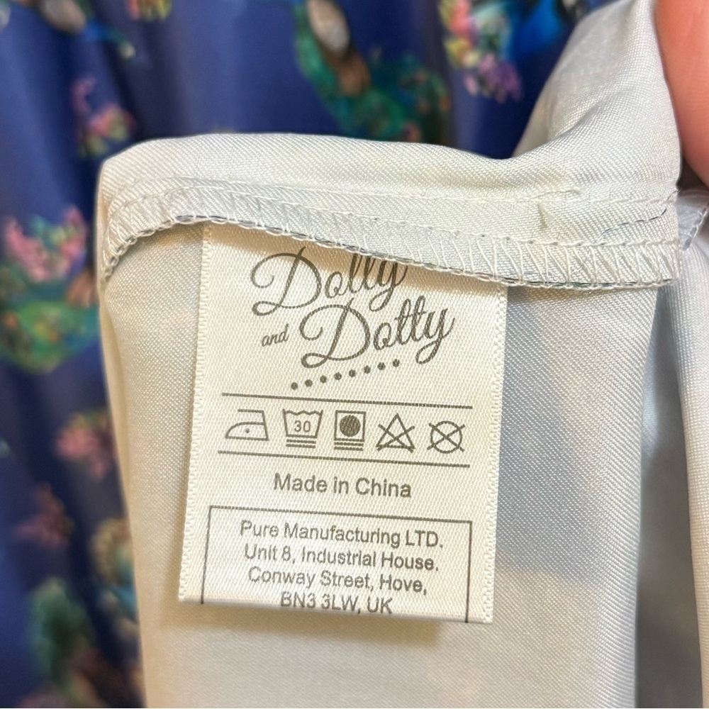 Dolly & Dotty 1950s Purple & Teal Peacock Print Grace Swing Dress Size 6 Retro - Picture 8 of 12